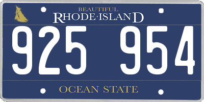 RI license plate 925954