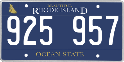 RI license plate 925957