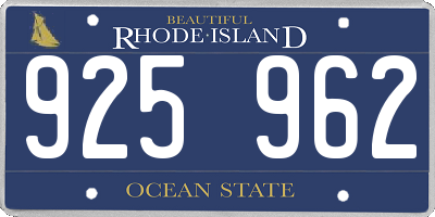 RI license plate 925962