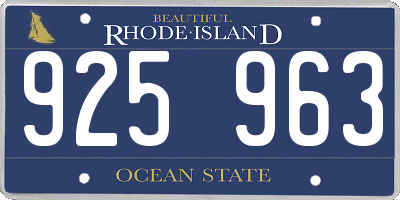 RI license plate 925963