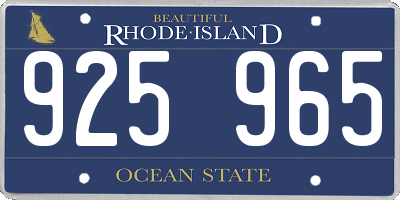 RI license plate 925965