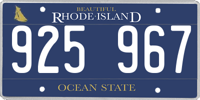 RI license plate 925967