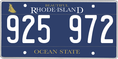 RI license plate 925972