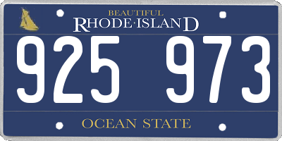 RI license plate 925973