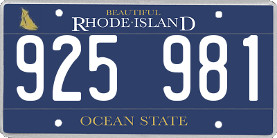 RI license plate 925981