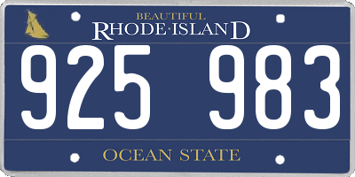 RI license plate 925983