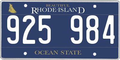 RI license plate 925984