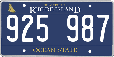 RI license plate 925987
