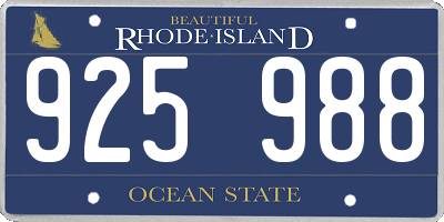 RI license plate 925988