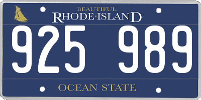 RI license plate 925989