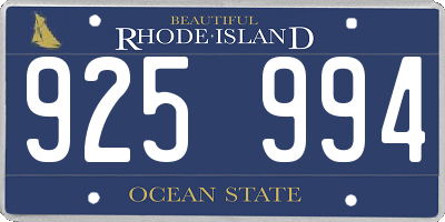 RI license plate 925994
