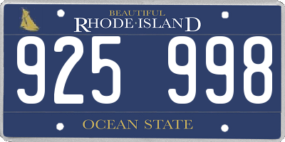 RI license plate 925998