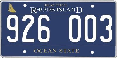RI license plate 926003