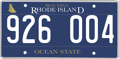 RI license plate 926004