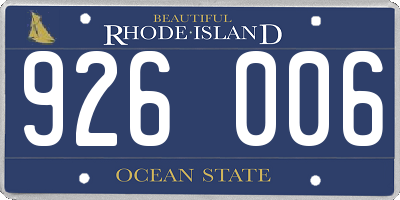 RI license plate 926006