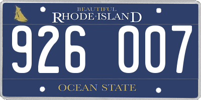 RI license plate 926007