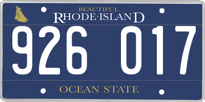 RI license plate 926017