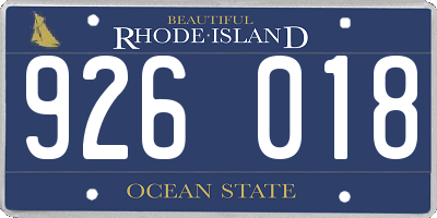 RI license plate 926018