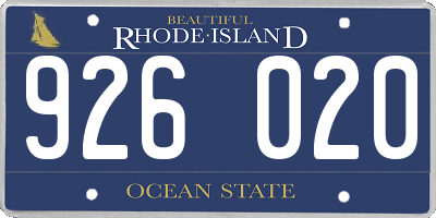 RI license plate 926020