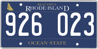 RI license plate 926023