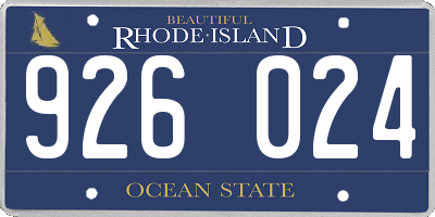 RI license plate 926024