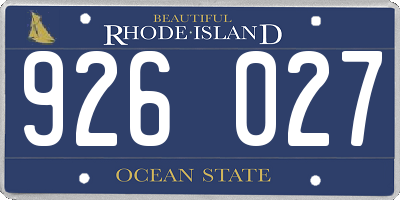 RI license plate 926027
