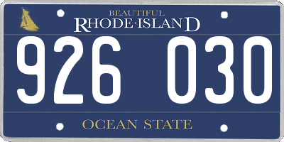 RI license plate 926030