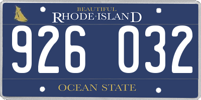 RI license plate 926032