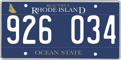 RI license plate 926034