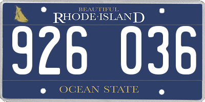 RI license plate 926036
