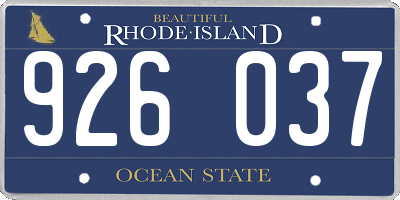 RI license plate 926037