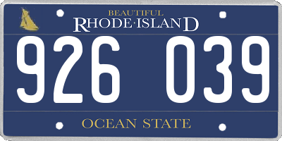 RI license plate 926039