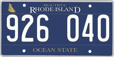 RI license plate 926040