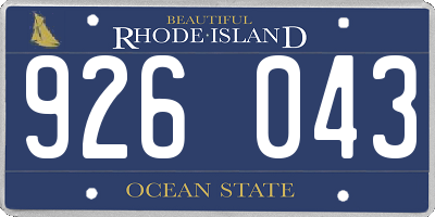 RI license plate 926043