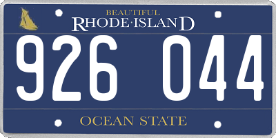 RI license plate 926044