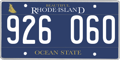 RI license plate 926060