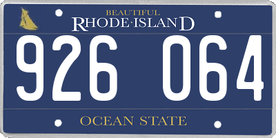 RI license plate 926064