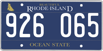 RI license plate 926065