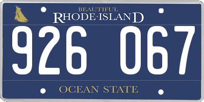 RI license plate 926067