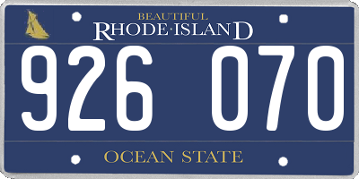 RI license plate 926070