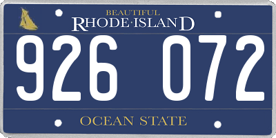 RI license plate 926072