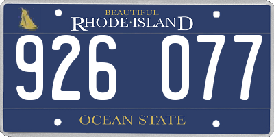 RI license plate 926077
