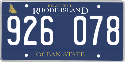 RI license plate 926078