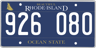 RI license plate 926080