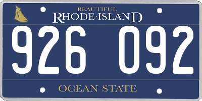 RI license plate 926092