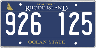 RI license plate 926125