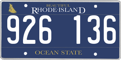 RI license plate 926136