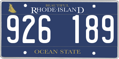 RI license plate 926189