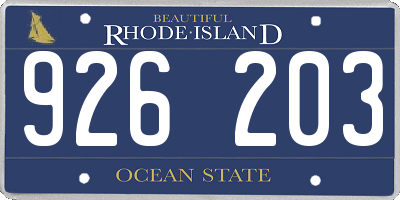 RI license plate 926203