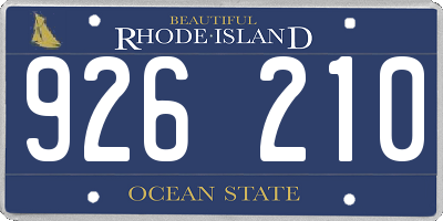 RI license plate 926210